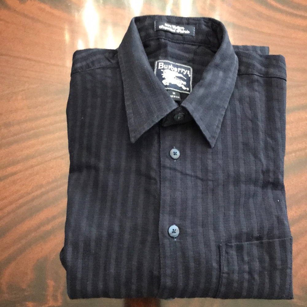 Burberry Men’s M Long Sleeve Button Down Navy - Picture 3 of 8